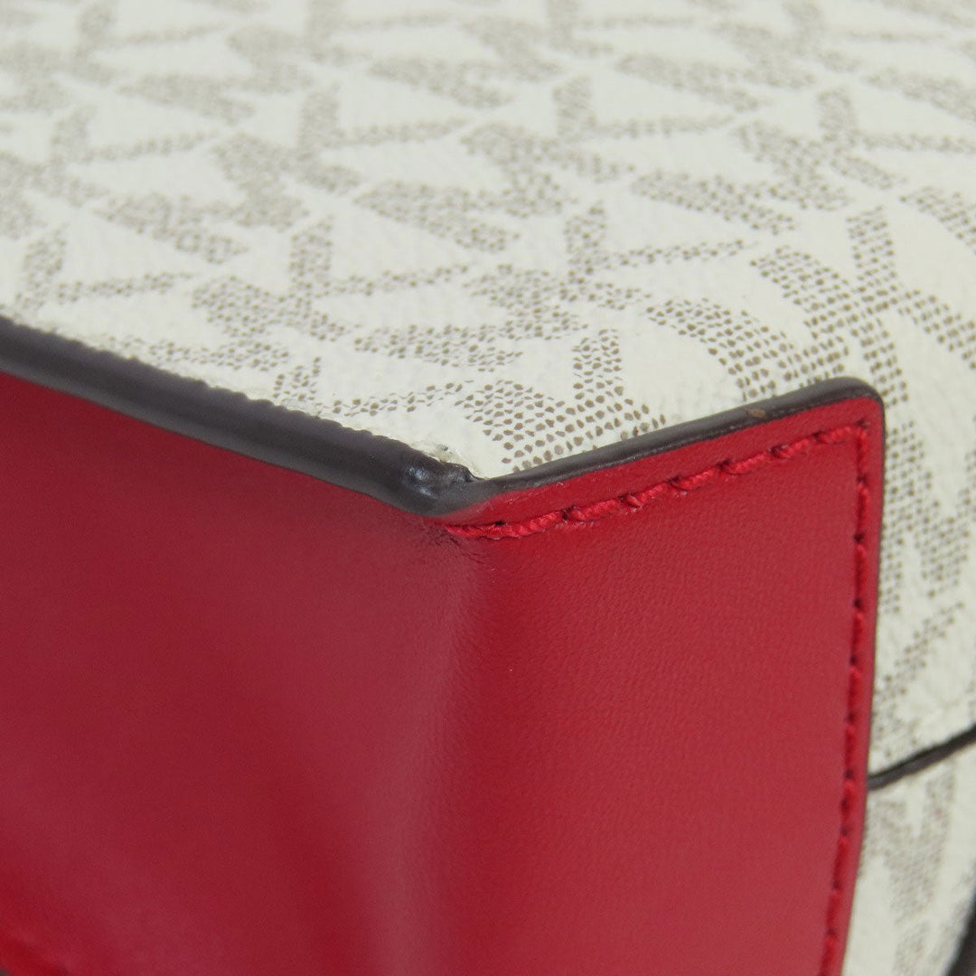 MICHAEL KORS Handbag PVC white Mercer MK Signature 2WAY Women Used Authentic