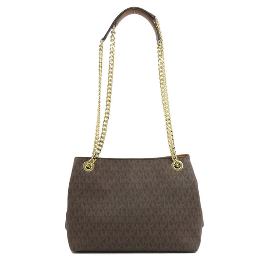 MICHAEL KORS Tote Bag PVC Brown MK signature Women Used Authentic
