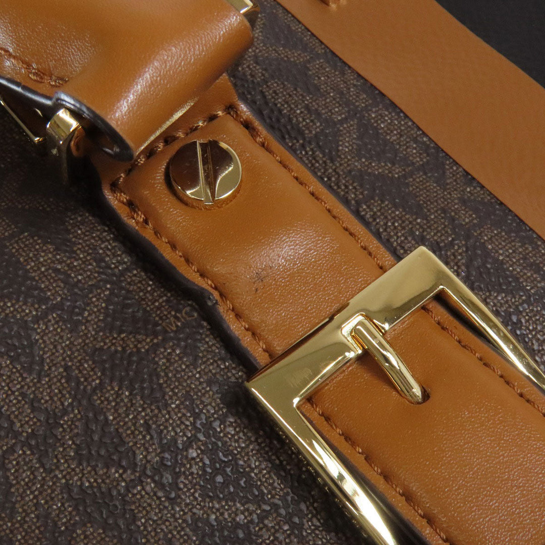 MICHAEL KORS Handbag PVC Brown MK Signature 2WAY Women Used Authentic