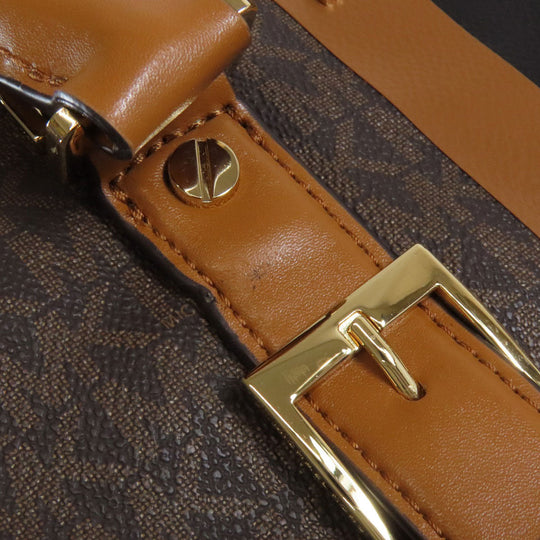 MICHAEL KORS Handbag PVC Brown MK Signature 2WAY Women Used Authentic
