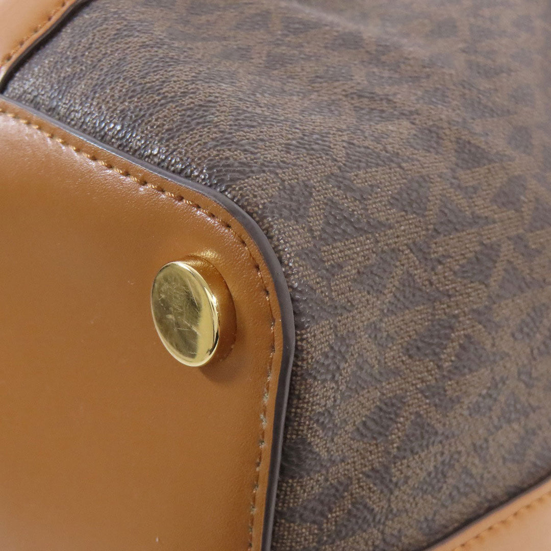 MICHAEL KORS Handbag PVC Brown MK Signature 2WAY Women Used Authentic