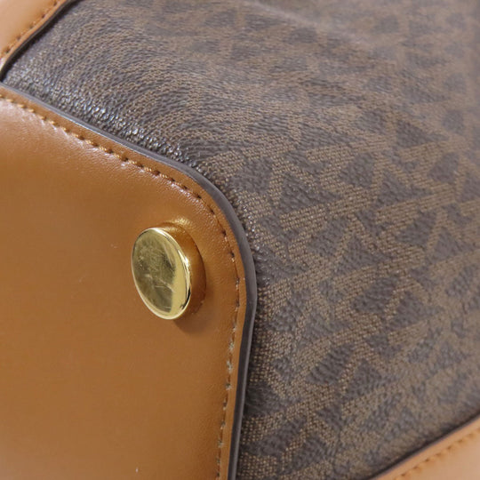 MICHAEL KORS Handbag PVC Brown MK Signature 2WAY Women Used Authentic
