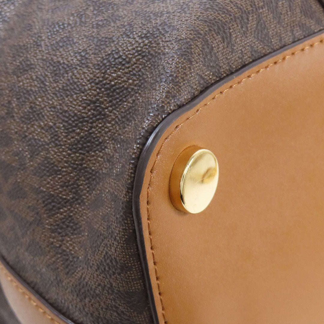 MICHAEL KORS Handbag PVC Brown MK Signature 2WAY Women Used Authentic