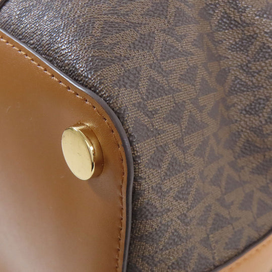 MICHAEL KORS Handbag PVC Brown MK Signature 2WAY Women Used Authentic