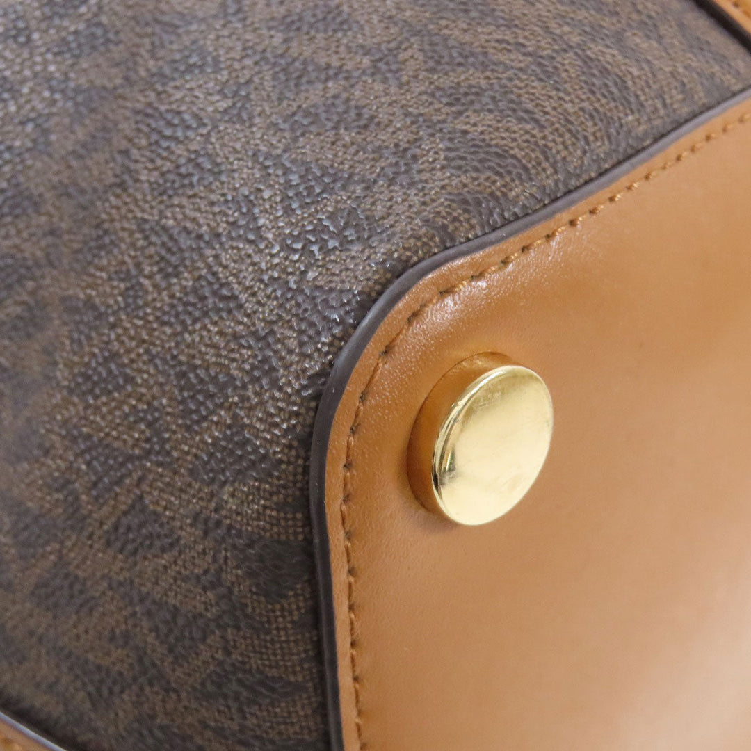 MICHAEL KORS Handbag PVC Brown MK Signature 2WAY Women Used Authentic