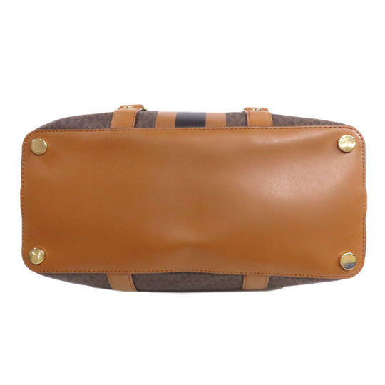 MICHAEL KORS Handbag PVC Brown MK Signature 2WAY Women Used Authentic