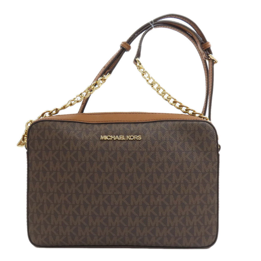 MICHAEL KORS Shoulder Bag PVC Brown MK signature Women Used Authentic