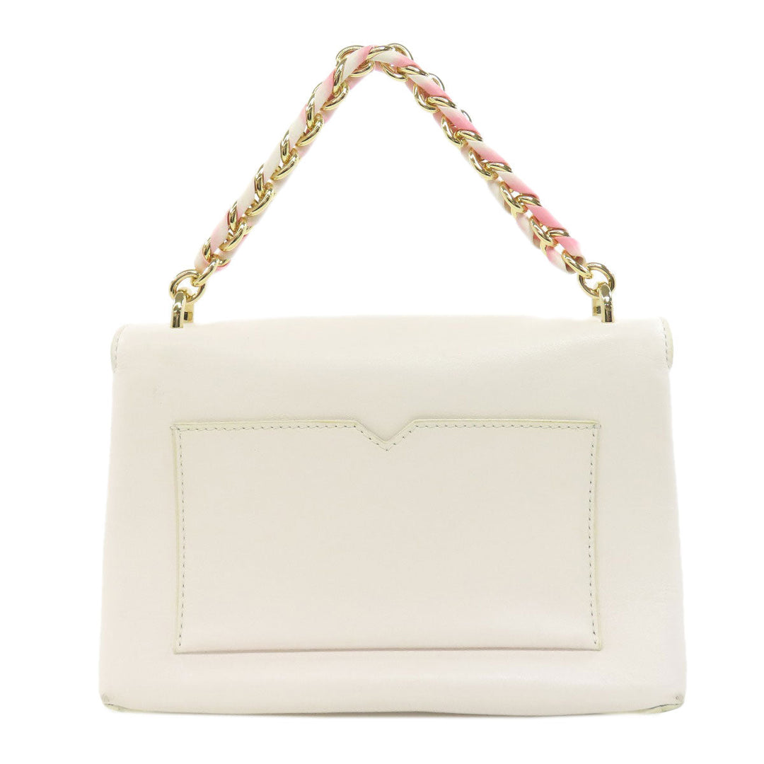MICHAEL KORS Handbag leather white logo Women Used Authentic