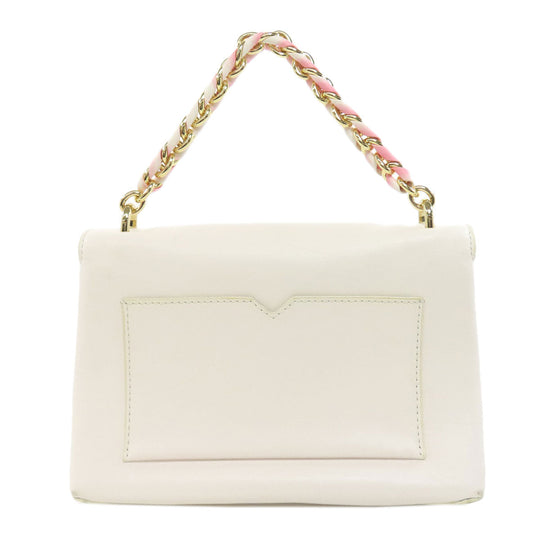 MICHAEL KORS Handbag leather white logo Women Used Authentic