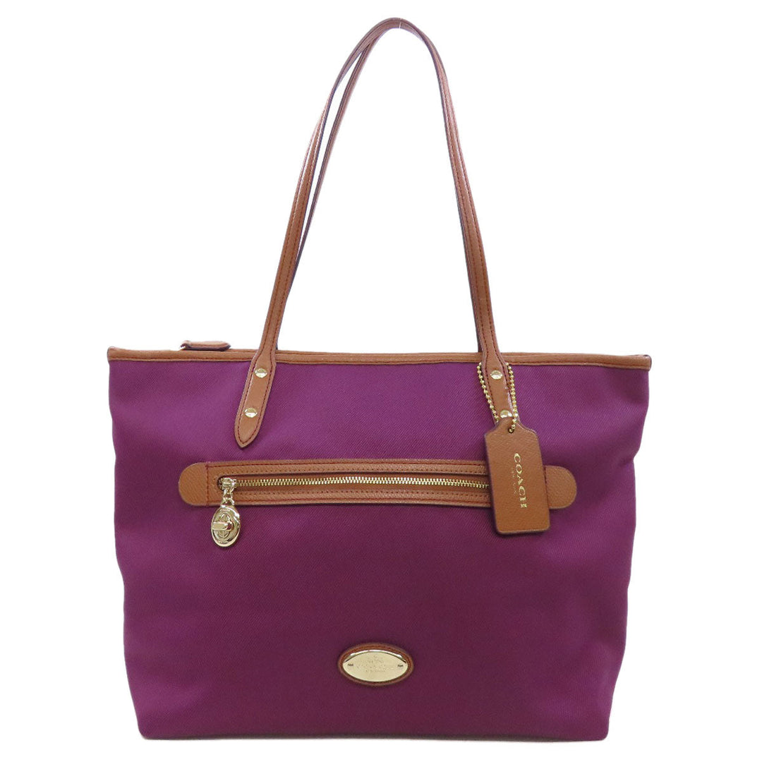 COACH Tote Bag F37237 canvas purple logo Women Used Authentic