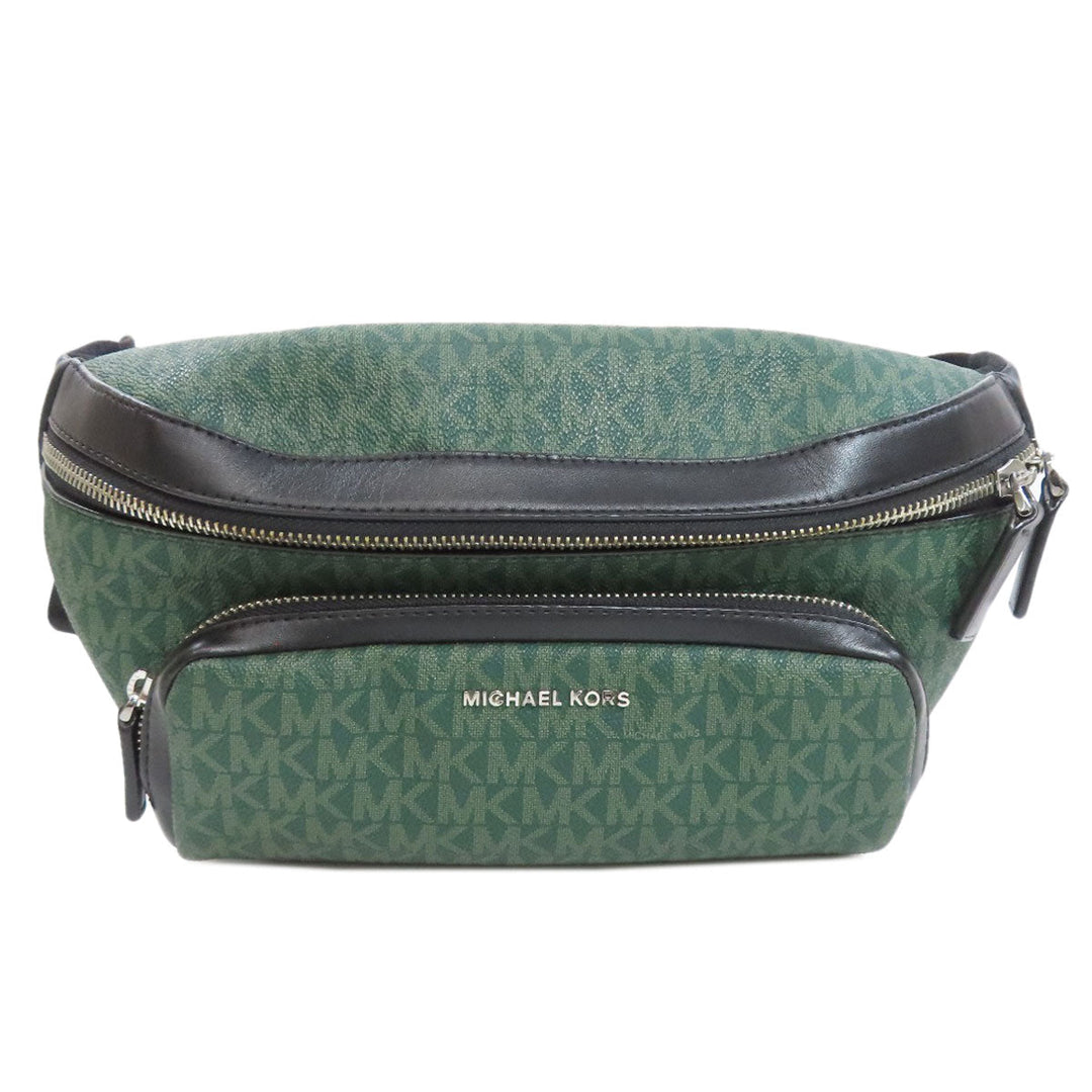 MICHAEL KORS Hip bag PVC green MK signature Women Used Authentic