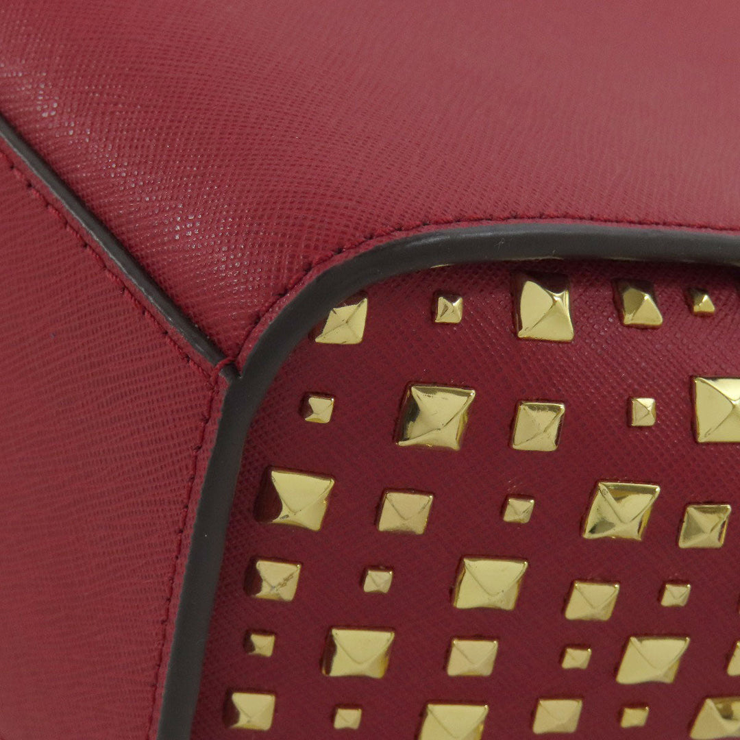 MICHAEL KORS Tote Bag leather Red logo Women Used Authentic