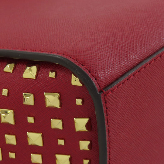 MICHAEL KORS Tote Bag leather Red logo Women Used Authentic