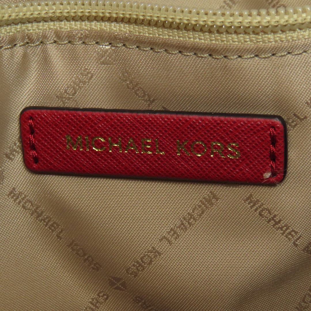 MICHAEL KORS Tote Bag leather Red logo Women Used Authentic