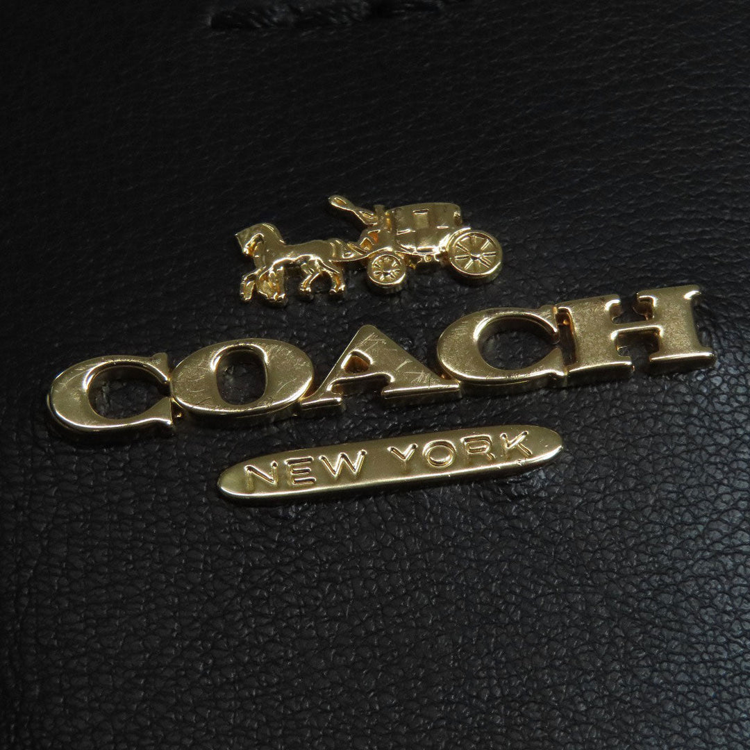 COACH Tote Bag F79988 leather black logo Women Used Authentic