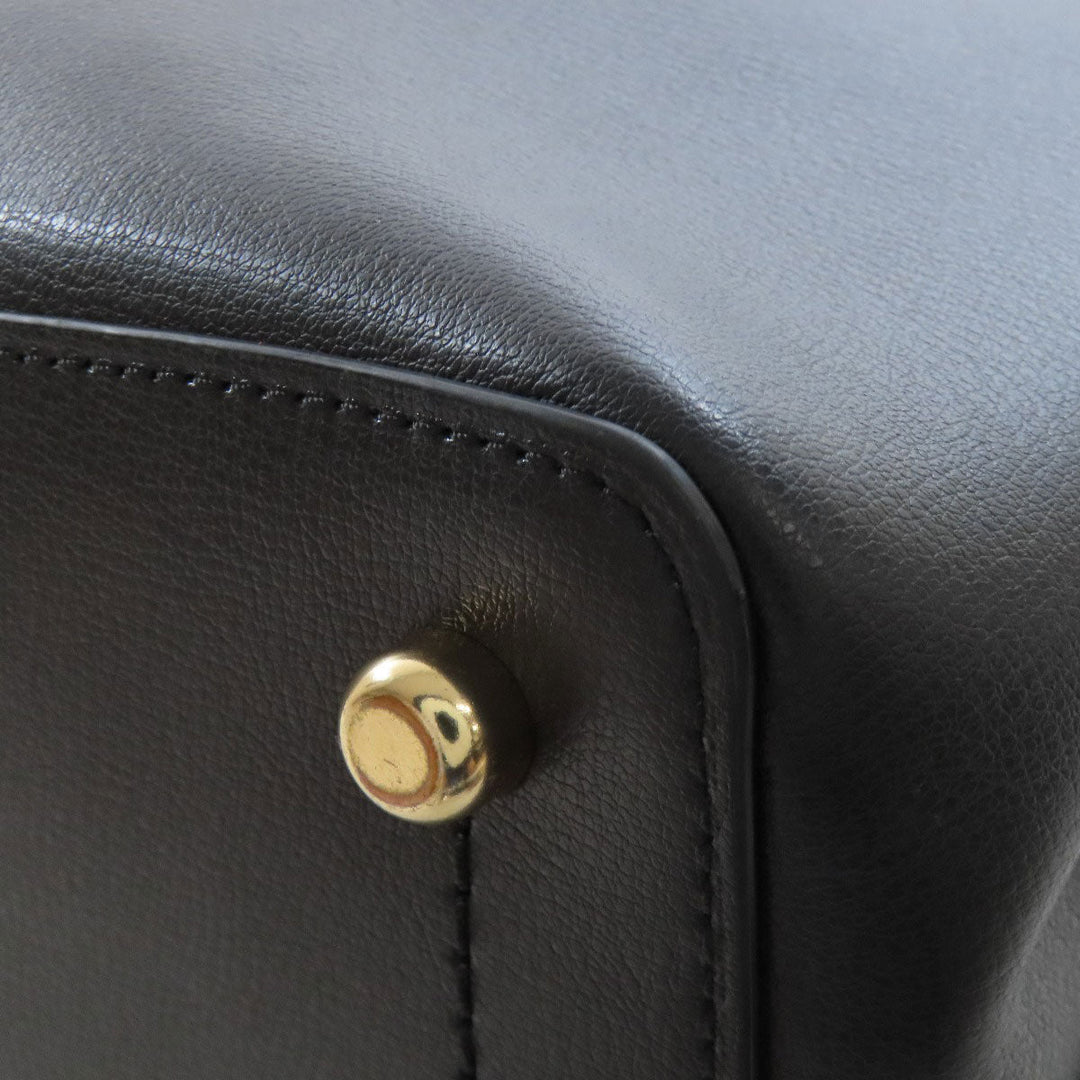 COACH Tote Bag F79988 leather black logo Women Used Authentic