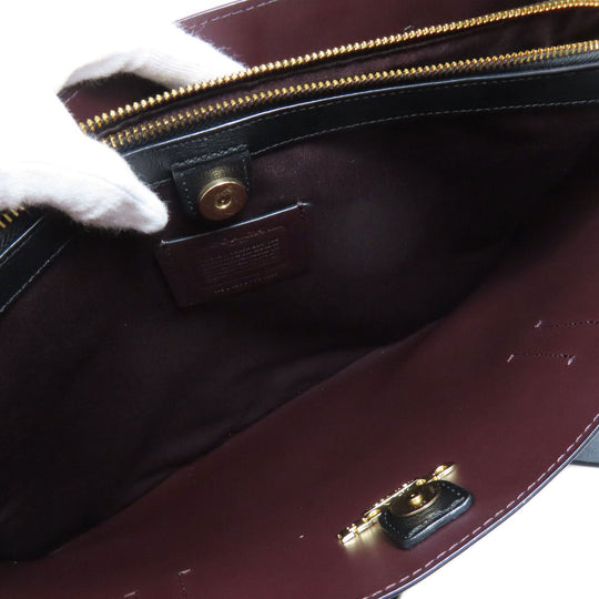 COACH Tote Bag F79988 leather black logo Women Used Authentic