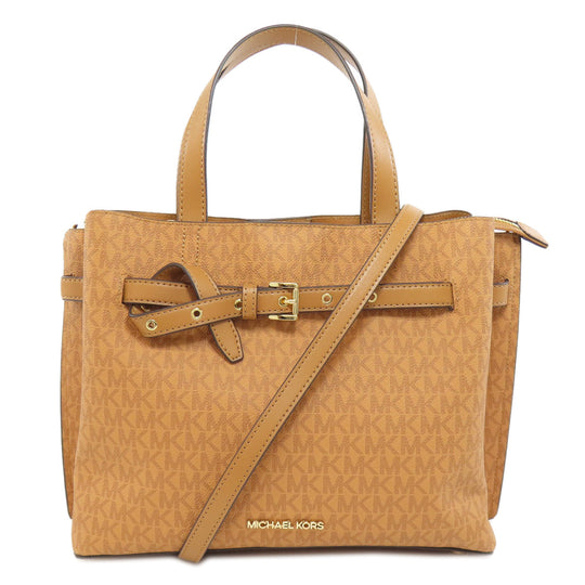 MICHAEL KORS Handbag PVC Brown Emilia 2WAY Women Used Authentic