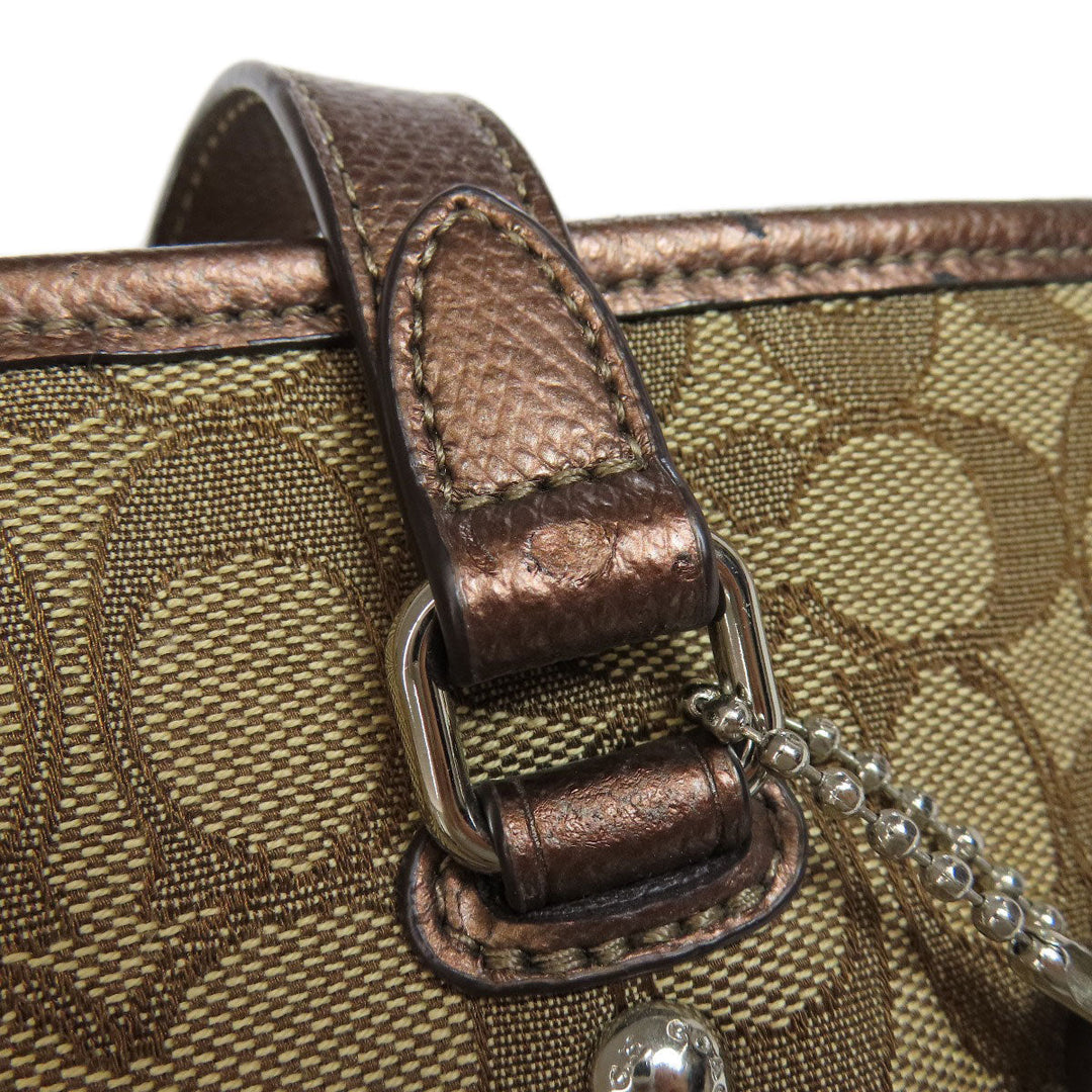 COACH Handbag F55364 canvas Brown Signature Women Used Authentic