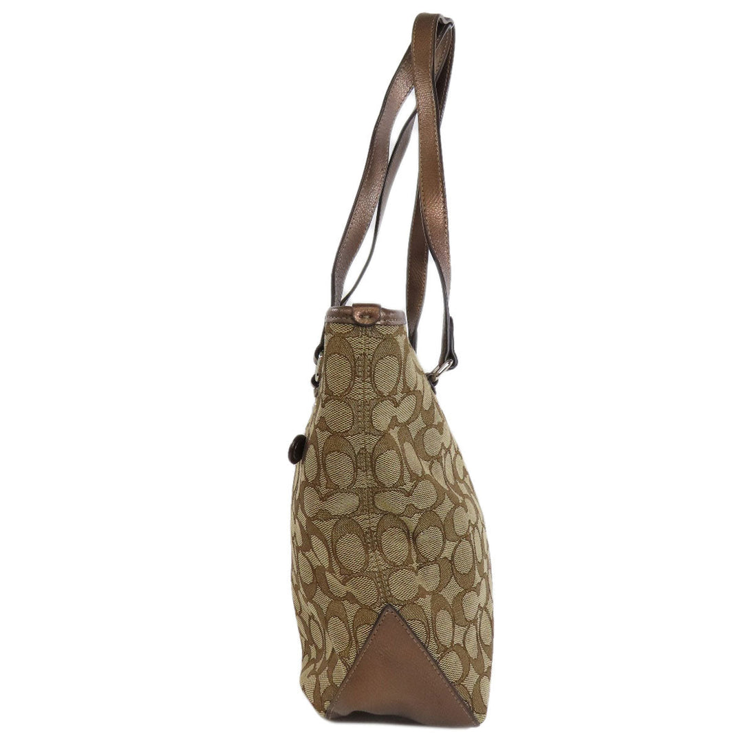 COACH Handbag F55364 canvas Brown Signature Women Used Authentic
