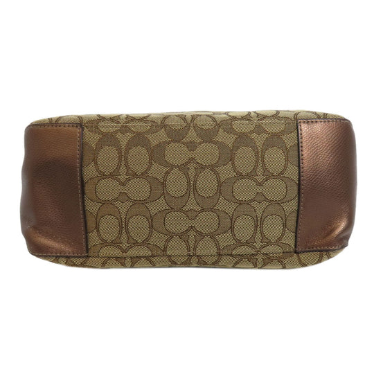 COACH Handbag F55364 canvas Brown Signature Women Used Authentic