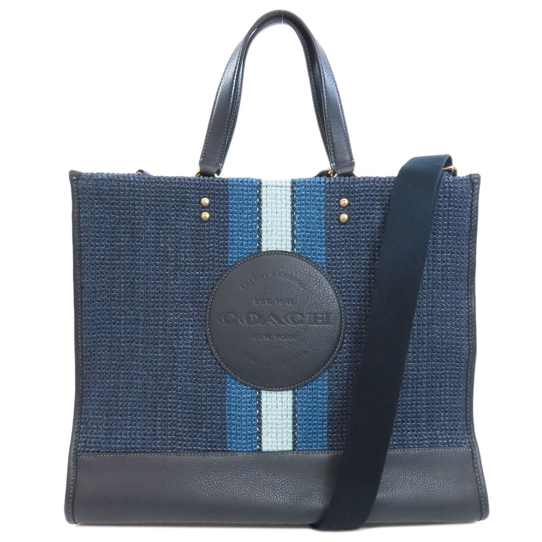 COACH Tote Bag CA593 straw Navy Dempsey 2WAY