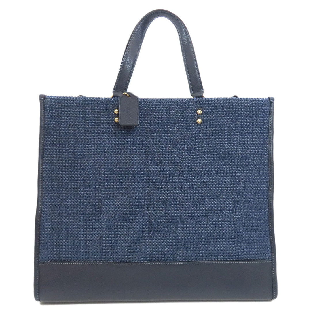 COACH Tote Bag CA593 straw Navy Dempsey 2WAY