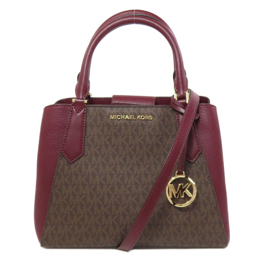 MICHAEL KORS Handbag PVC Brown MK Signature 2WAY Women Used Authentic