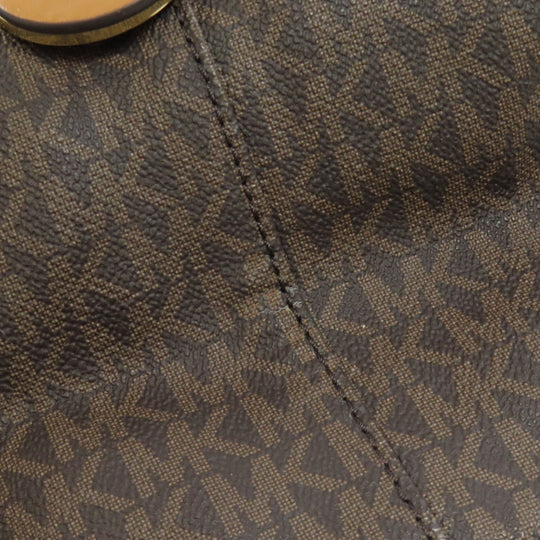 MICHAEL KORS Tote Bag PVC Brown MK signature Women Used Authentic