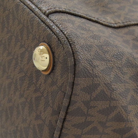 MICHAEL KORS Tote Bag PVC Brown MK signature Women Used Authentic
