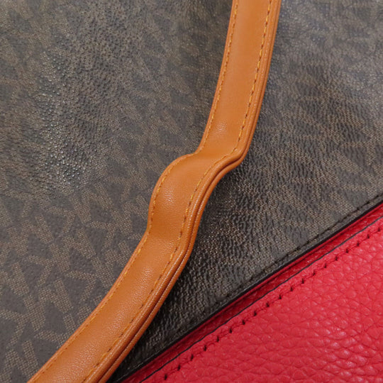 MICHAEL KORS Handbag PVC Brown MK Signature 2WAY Women Used Authentic