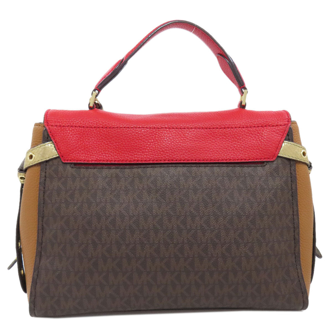 MICHAEL KORS Handbag PVC Brown MK Signature 2WAY Women Used Authentic