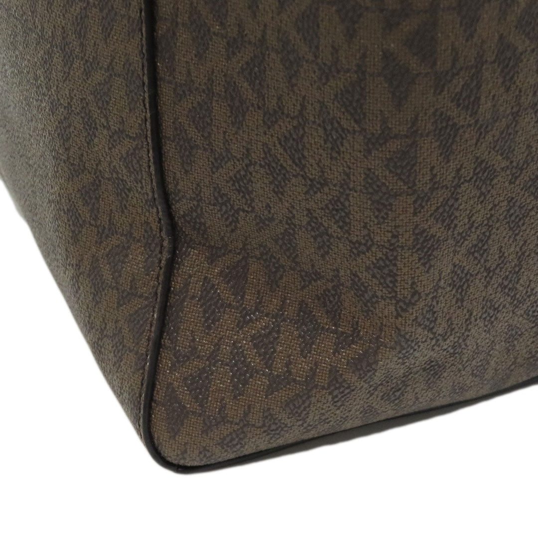 MICHAEL KORS Tote Bag PVC Brown MK signature Women Used Authentic