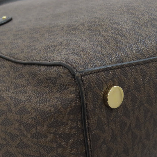 MICHAEL KORS Tote Bag PVC Brown MK signature Women Used Authentic