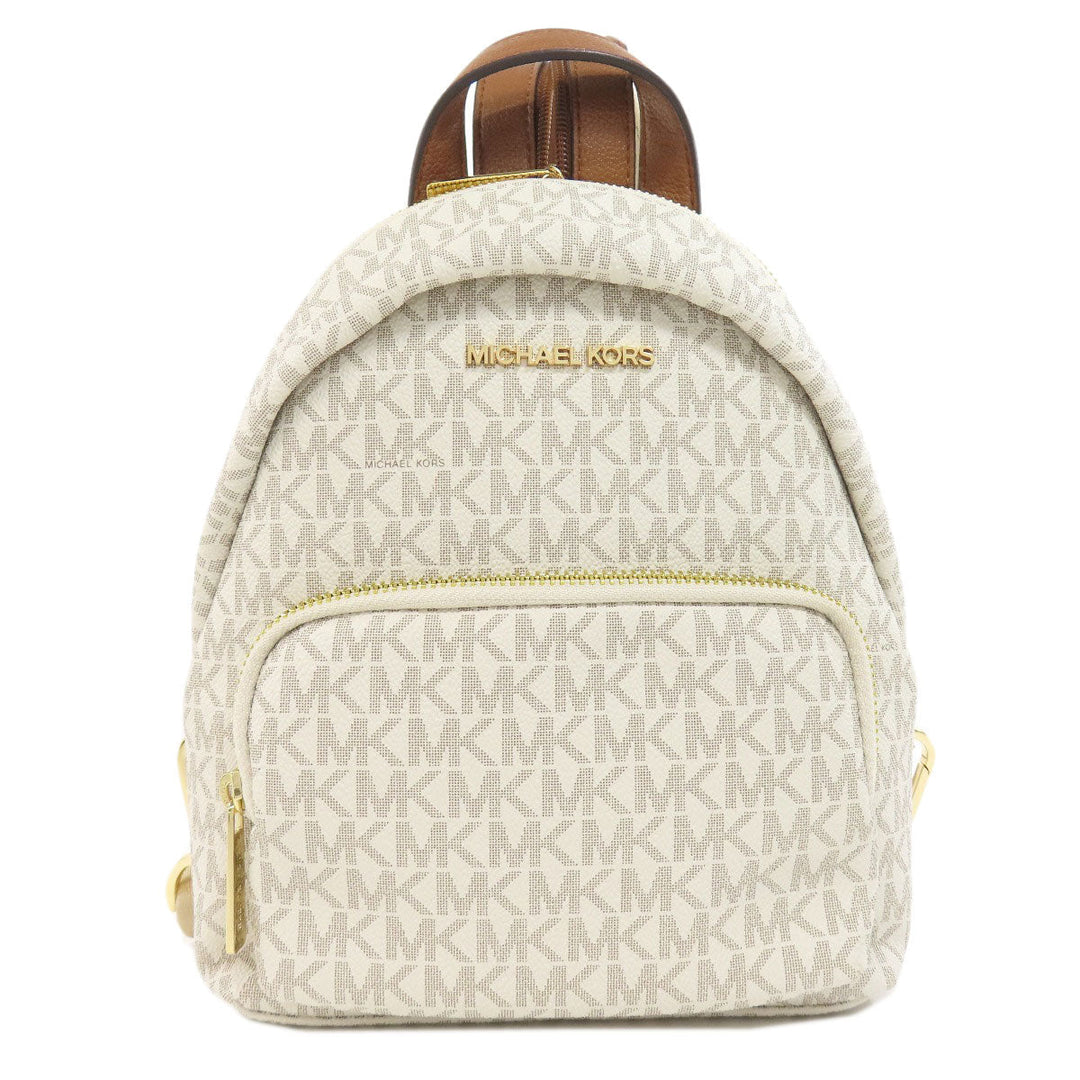 MICHAEL KORS Backpack PVC white MK signature Women Used Authentic