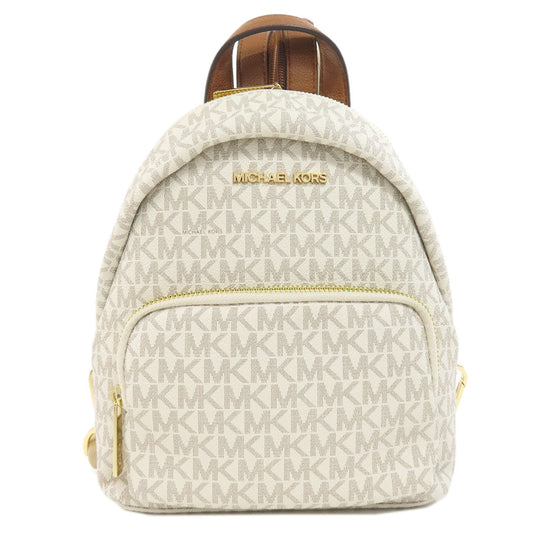 MICHAEL KORS Backpack PVC white MK signature Women Used Authentic