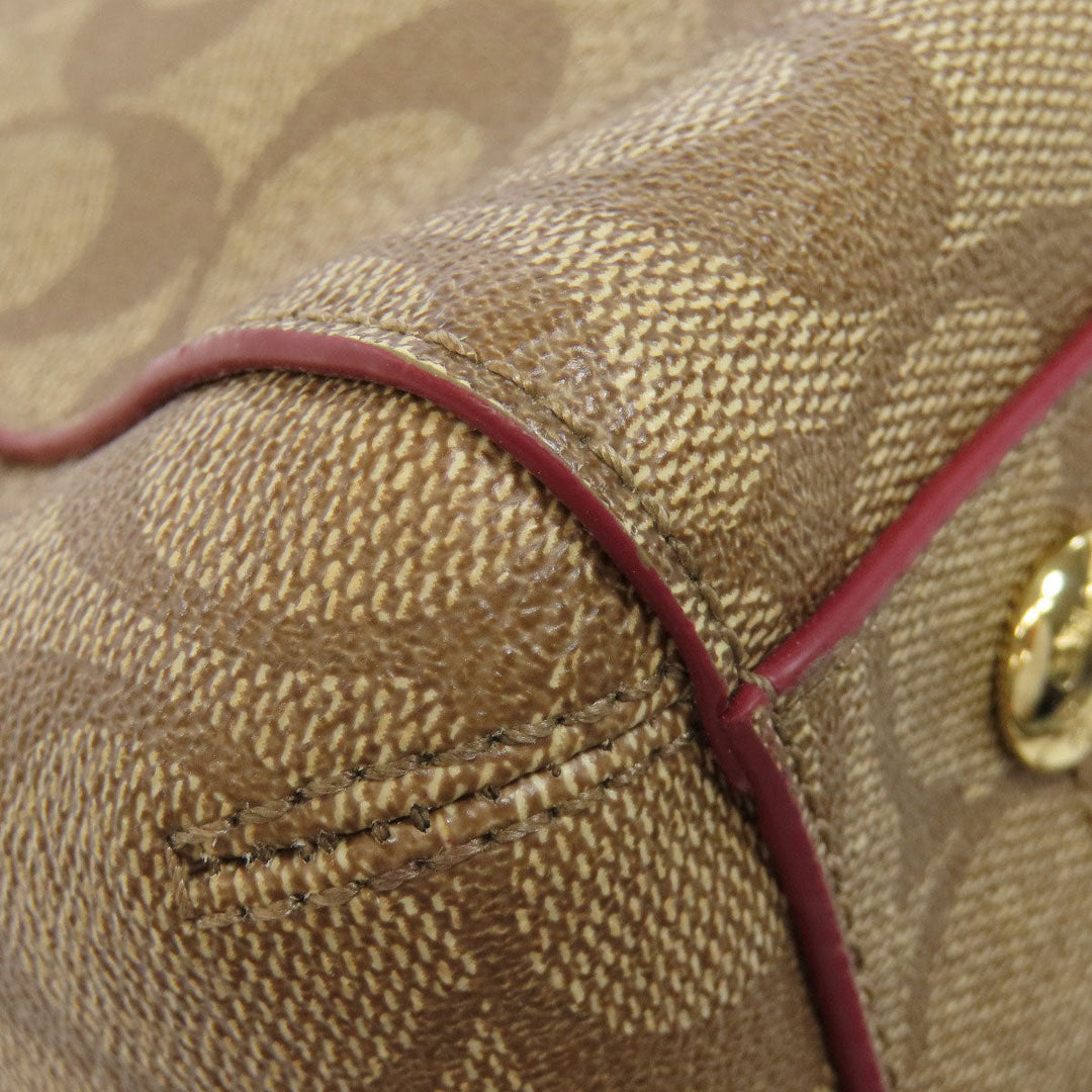 COACH Handbag F34605 PVC Brown Signature 2WAY Women Used Authentic