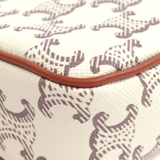 CELINE Shoulder Bag PVC white Triomphe Women Used Authentic