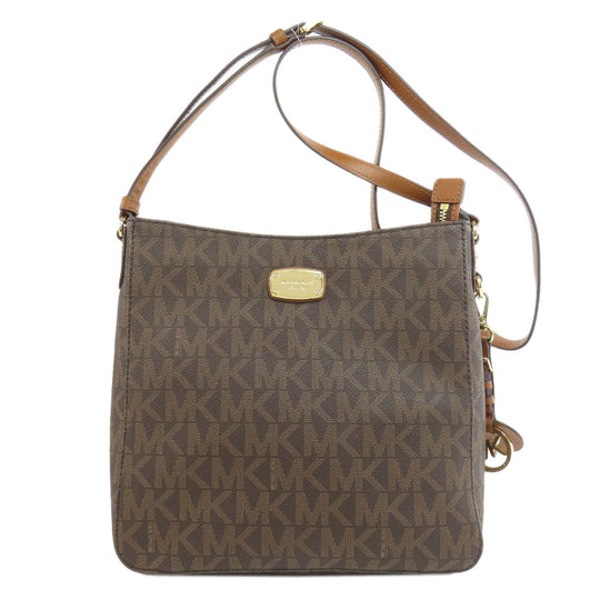 MICHAEL KORS Shoulder Bag PVC Brown MK signature Women Used Authentic