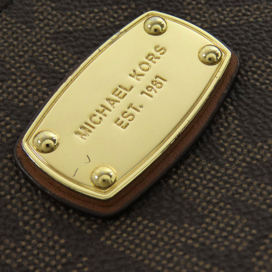 MICHAEL KORS Shoulder Bag PVC Brown MK signature Women Used Authentic