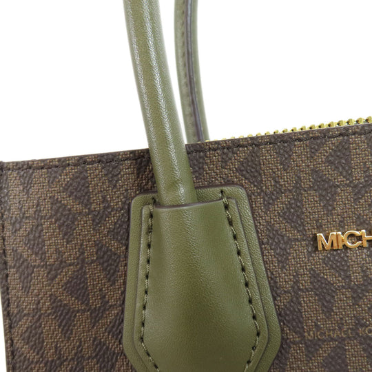 MICHAEL KORS Handbag PVC Brown MK Signature 2WAY Women Used Authentic