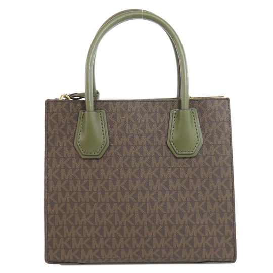 MICHAEL KORS Handbag PVC Brown MK Signature 2WAY Women Used Authentic