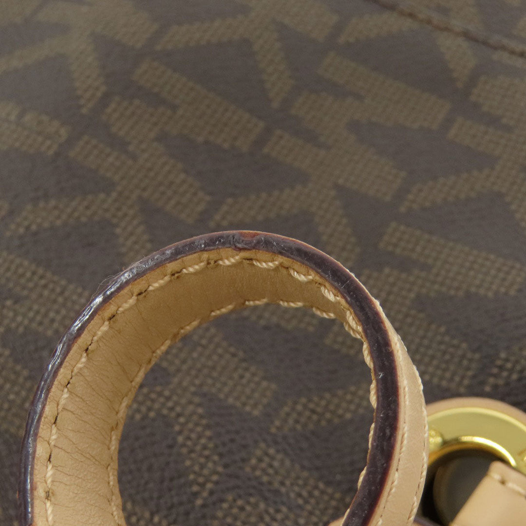 MICHAEL KORS Tote Bag PVC Brown MK signature Women Used Authentic