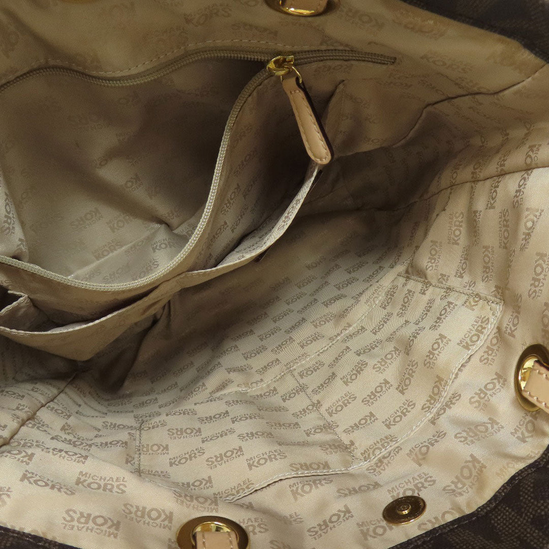 MICHAEL KORS Tote Bag PVC Brown MK signature Women Used Authentic