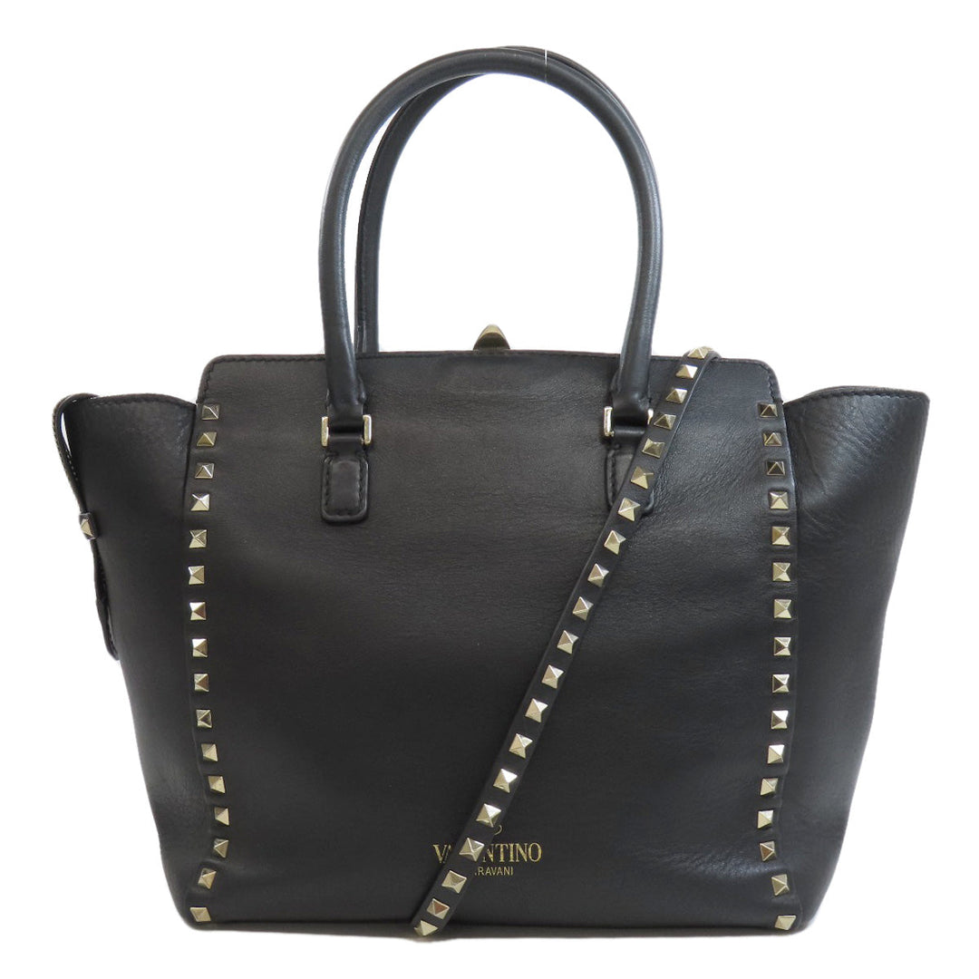 VALENTINO Handbag leather black Studs 2WAY