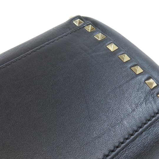 VALENTINO Handbag leather black Studs 2WAY