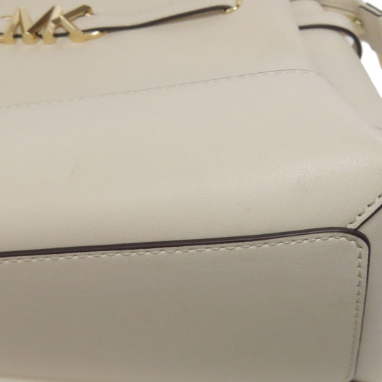 MICHAEL KORS Handbag leather white logo 2WAY Women Used Authentic