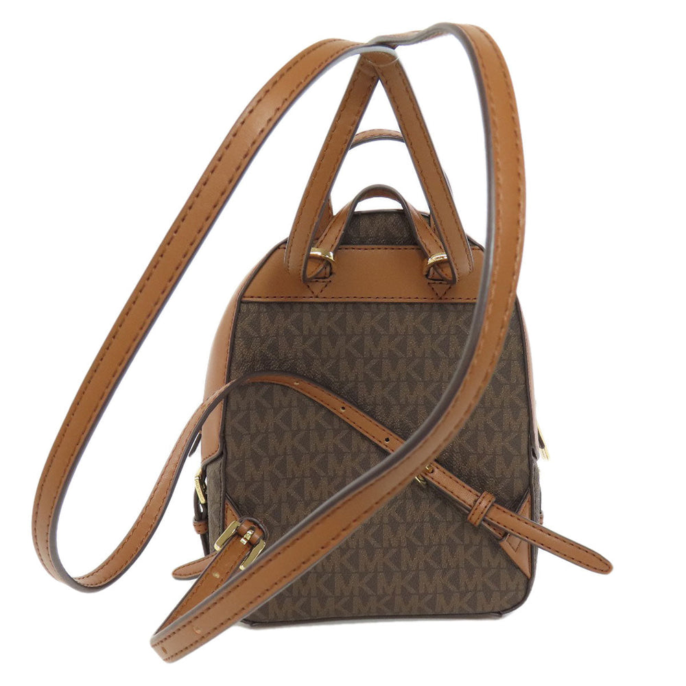 MICHAEL KORS Backpack PVC Brown MK Signature 3WAY Women Used Authentic