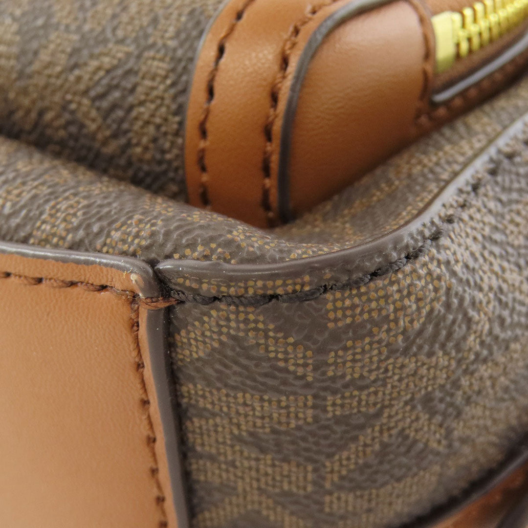 MICHAEL KORS Backpack PVC Brown MK Signature 3WAY Women Used Authentic