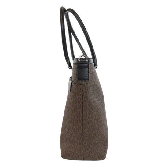 MICHAEL KORS Tote Bag PVC Brown MK Signature 2WAY Women Used Authentic